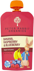 Banana, Raspberry & Blueberry Puree Organic Baby Food, 10/4oz Peter Rabbit