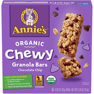 Granola Bar Chewy Chocolate Chip, 12/5.34oz Annie's Homegrown