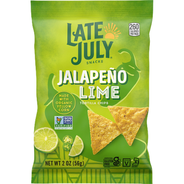 Tortilla Chips Jalapeno Lime, 24/2oz Late July Snacks