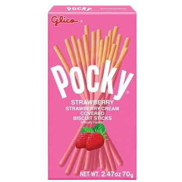 Pocky Strawberry Cream Covered Biscuit Sticks, 10/2.47oz Glico