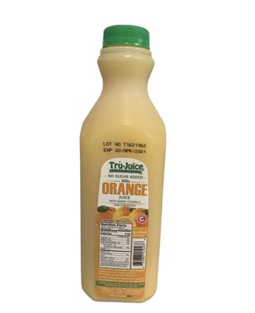 Orange Juice No Sugar Added, 16/945ml Tru-Juice