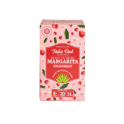 Caribbean Bottlers Take Out Cocktails Ready to Drink Strawberry Margarita, 4/3L