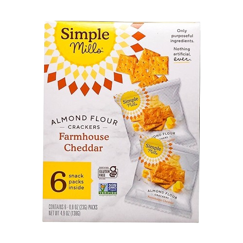 Almond Flour Cheddar Crackers, 6/4.9oz Simple Mills