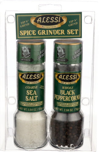 Sea Salt & Black Peppercorn Grinder Set, 6/2ct Alessi