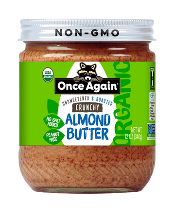 Almond Butter Crunchy Organic & Unsweetened, 6/12oz Once Again