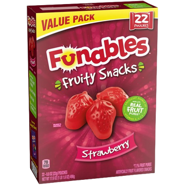 Fruit Snacks Strawberry, 5/17.6oz Funables