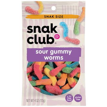 Sour Worm Gummy Candy, 12/4oz Snak Club