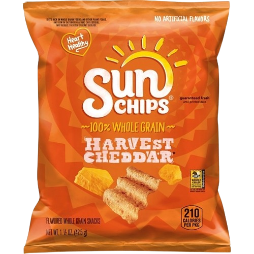 Whole Grain Cheddar Chips, 64/1.5oz Sun Chips