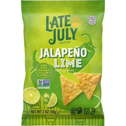 Tortilla Chips Jalapeno Lime, 24/2oz Late July Snacks