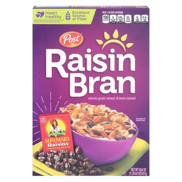 Raisin Bran Cereal, 12/16.5oz Post