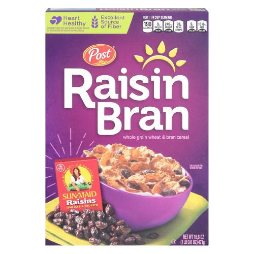 Raisin Bran Cereal, 12/16.5oz Post