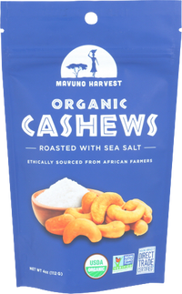 Cashews Roasted with Sea Salt Organic, 6/4oz Mavuno Harvest