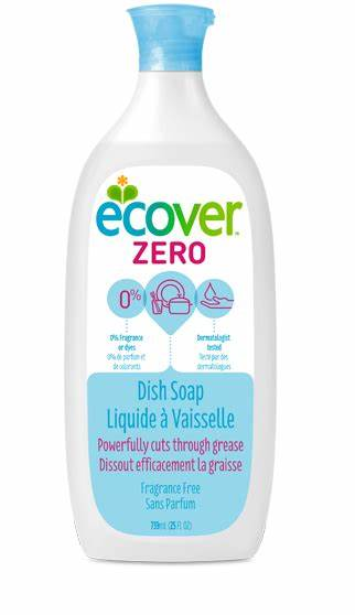 Dish Soap Zero Fragrance, 6/25oz Ecover