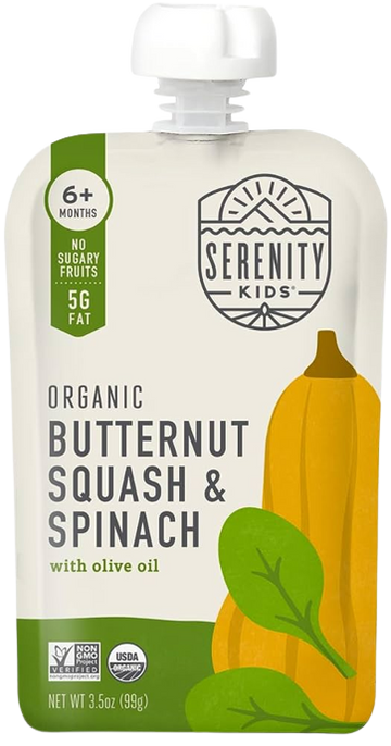 Butternut Squash & Spinach Puree Organic Baby Food, 6/3.5oz Serenity Kids