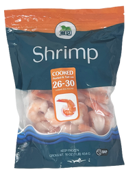 Shrimp Cooked Peeled & Deveined Tail-On 26-30, 10/1lb CPJ