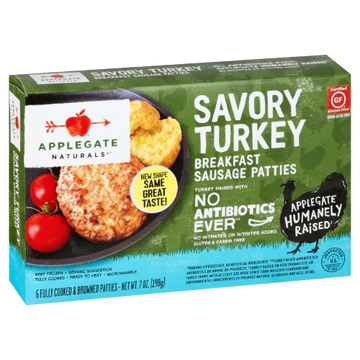 Turkey Breakfast Sausage Savory, 12/7oz Applegate