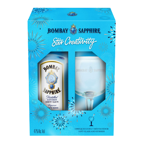 Bombay Sapphire Gift Set with Glass and Stirrer, 750ml