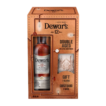 Dewar's 12 Year Old Double Aged Whiskey Gift Set, 750ml