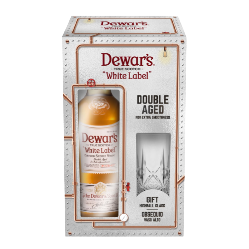 Dewar's White Label Gift Set with Highball Glass, 750ml