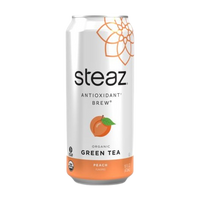 Peach Green Tea, 12/16oz Steaz