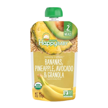 Bananas, Pineapple, Avocado & Granola Organic Baby Food, 16/4oz Happy Baby Organics