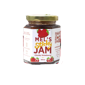 Strawberry Jam, 12/280ml Mel's Sticky Jam