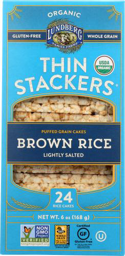 Rice Cakes Brown Lightly Salted Thin Stackers, 6/5.9oz Lundberg