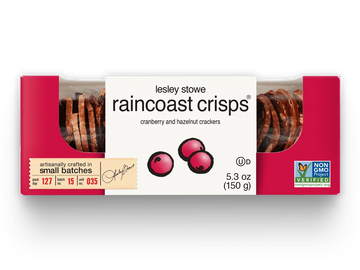 Cranberry & Hazelnut Crackers, 12/5.3oz Lesley Stowe Raincoast Crisps