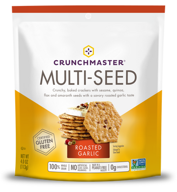 Multi-Seed Roasted Garlic Crackers, 12/4oz Crunchmaster