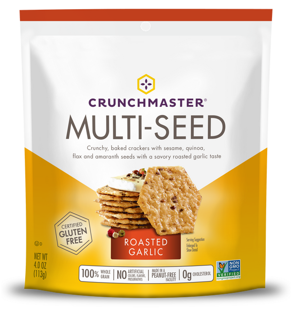 Multi-Seed Roasted Garlic Crackers, 12/4oz Crunchmaster