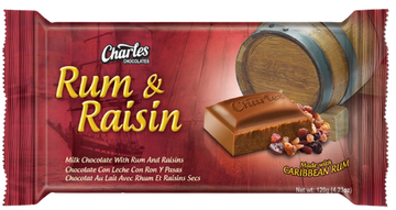 Rum & Raisin Chocolate Bar, 144/108g Charles Chocolate