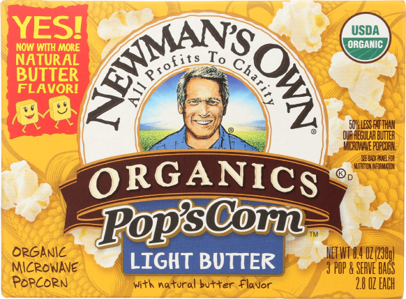 Popcorn Microwaveable Organic Light Butter, 12/8.4oz Newman's Own