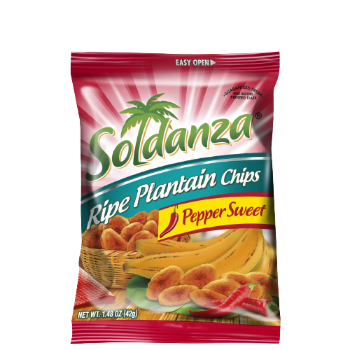 Plantain Chips Sweet Ripe Pepper, 72/42g Soldanza