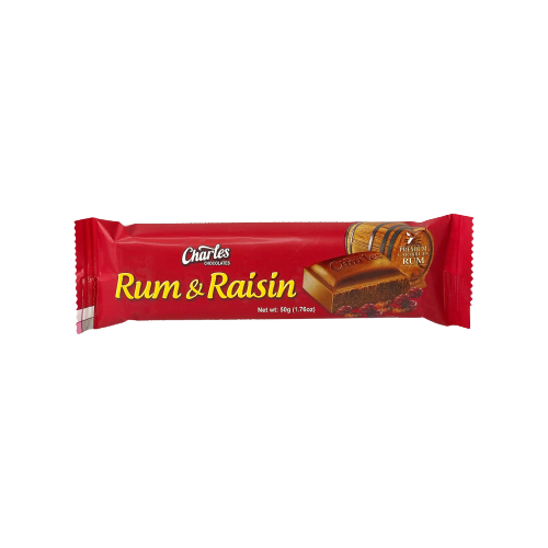 Rum & Raisin Chocolate Bar, 288/50g Charles Chocolate