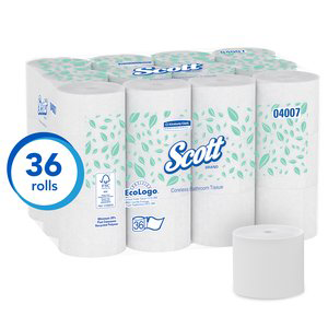 Scott Essentials Coreless Standard Roll Toilet Paper 2-Ply, 36/1000 sheets Kimberly Clark Professionals