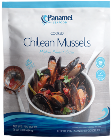 Mussels Whole Cooked Black, 10/1lb Panamei