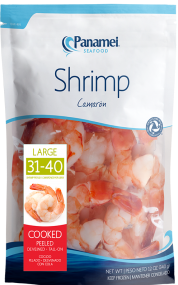 Shrimp Cooked Peeled & Deveined Tail-On 31-40, 10/1lb Panamei