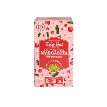 Caribbean Bottlers Take Out Cocktails Ready to Drink Strawberry Margarita, 4/3L