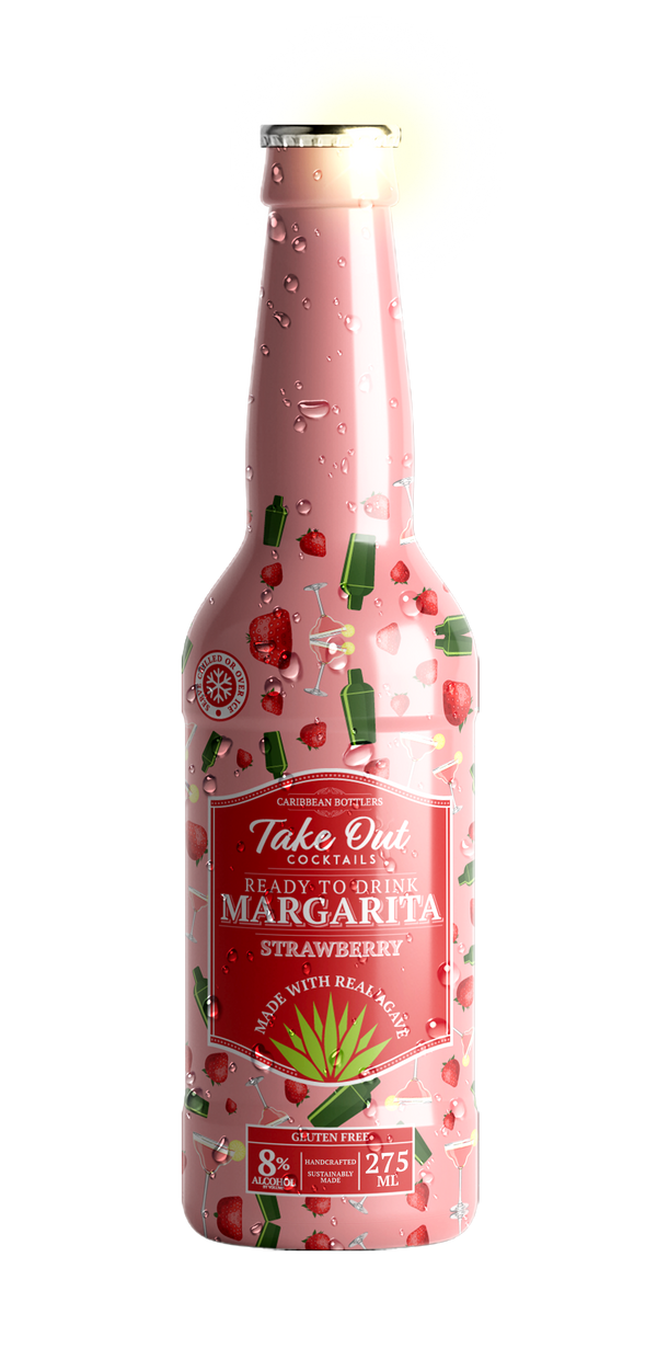 Caribbean Bottlers Take Out Cocktails Ready to Drink Strawberry Margarita, 24/275ml